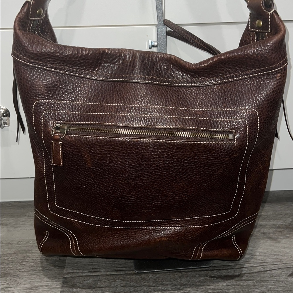 Coach Chelsea Laced Brown Pebbled Leather Duffle Shoulder Bag VINTAGE - Picture 8 of 16